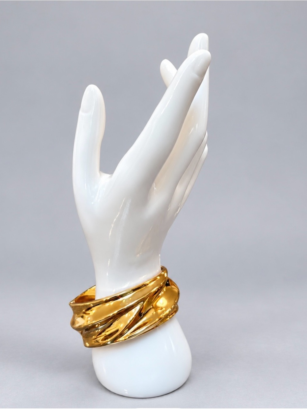 Gold Sculptural Twisted Bangle Bracelet - Women's Jewelry